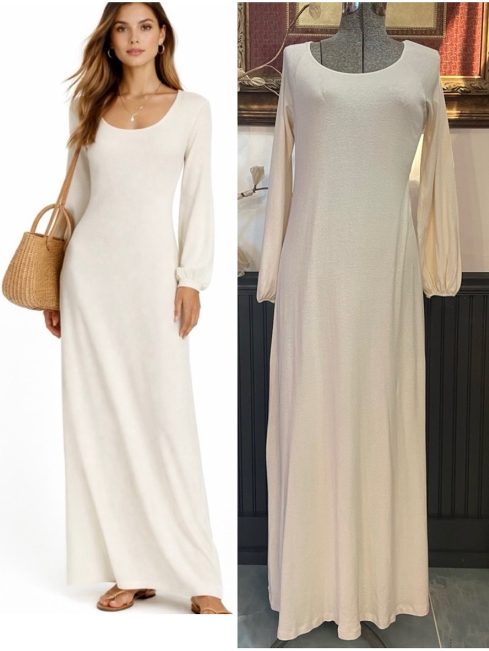 Karyn Coo Argentinian Minimalist Romantic Cream Maxi Dress - Sz 2 (M) 🧡🎀